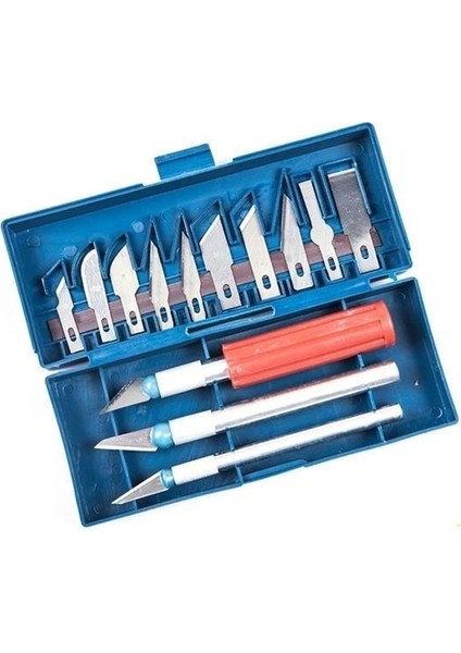 Buffer® Zanaat 16 Parça Hobi Gravür Ahşap Heykel Çömlek Oyma Şekil Verme 13 Maket Bıçak Neşter Seti