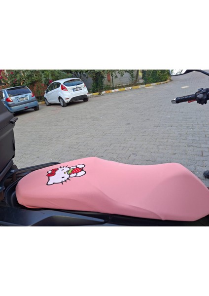 Hello Kıty Desenli Motosiklet Koltuk Kılıfı Yavruağzı Renkli