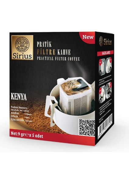 Sirius Premium Pratik Filtre Kahve Kenya (5 Ad.)
