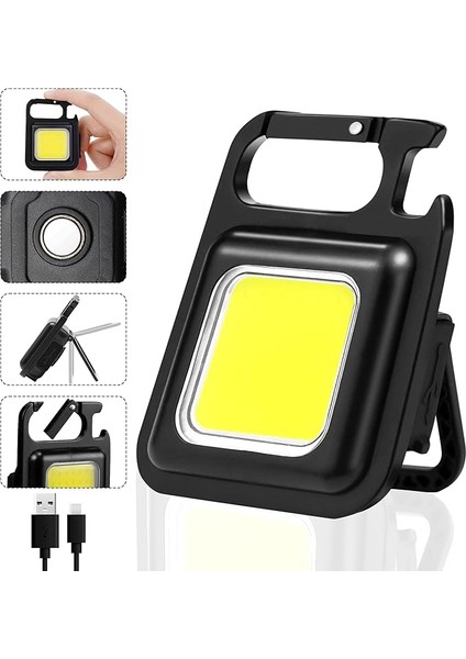 El Feneri, 1000 Lümen Parlak Şarj Edilebilir Anahtarlık, 3 Modlu, Taşınabilir El Feneri, Katlanır Tutucu, Şişe Açacağı ve Mıknatıslı Ayaklı [enerji Sınıfı A+++] Marka: (1)