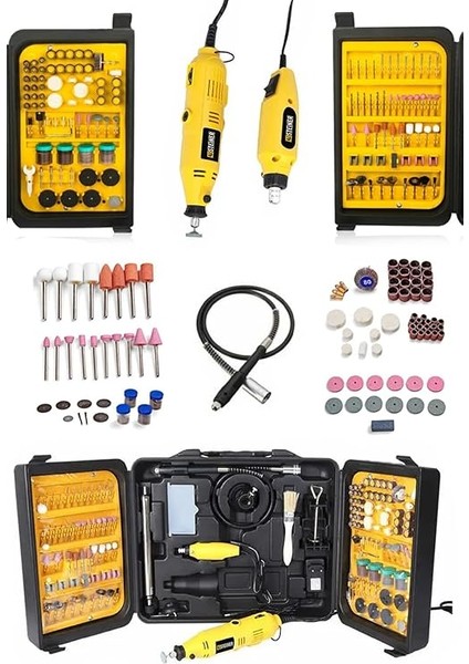 Alman 350 Parça Profesyonel 460 Watt Hobi Gravür Mini Kalıpçı Taşlama Makinesi modelleri