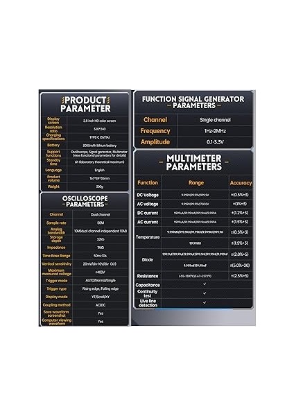 2C23T El Tipi Dijital Osiloskop Multimetre + Fonksiyon Sinyal Jeneratörü En Son 3'ü 1 Arada Çift Kanallı Osiloskop Sinyal Jeneratörü 10MHZ*2 50MS/S fiyatları