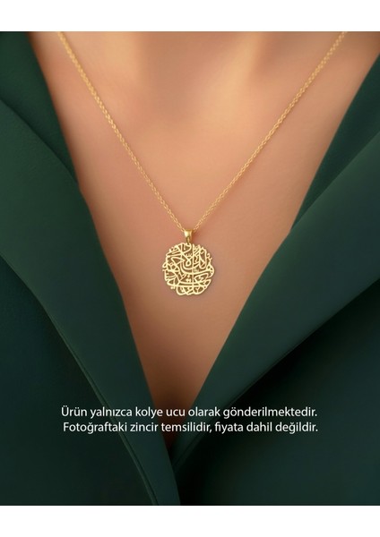 Maşallah Hat Sanatı Nazar Duası 14 Ayar Altın Kolye Ucu modelleri