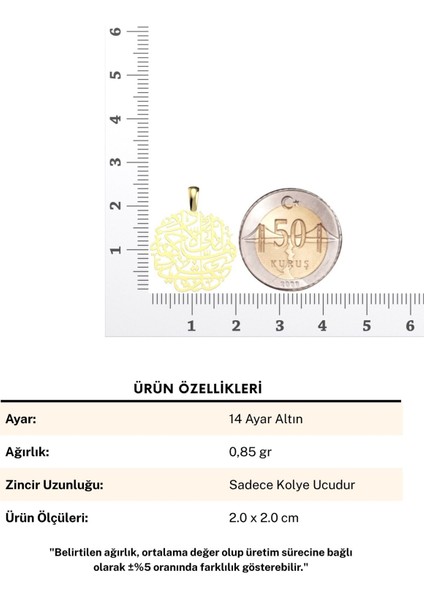 Maşallah Hat Sanatı Nazar Duası 14 Ayar Altın Kolye Ucu indirimleri