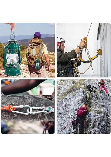 Karabina Kilitli 8 mm Yaylı Kanca Paslanmaz Çelik Kilit Tırmanma Olta Kamp Ekipmanları Hamak Anahtar Askı Kilidi 5 Adet fırsatları