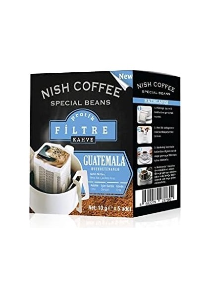 Nish Pratik Filtre Kahve 4'lü Set (Colombia-Guatemala-Kenya-Yüksek Kafein) modelleri