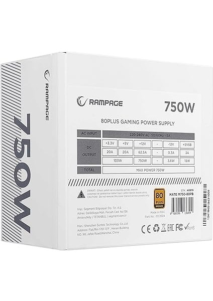 Mate M750-80PB 750 W Beyaz Power Supply fırsatları