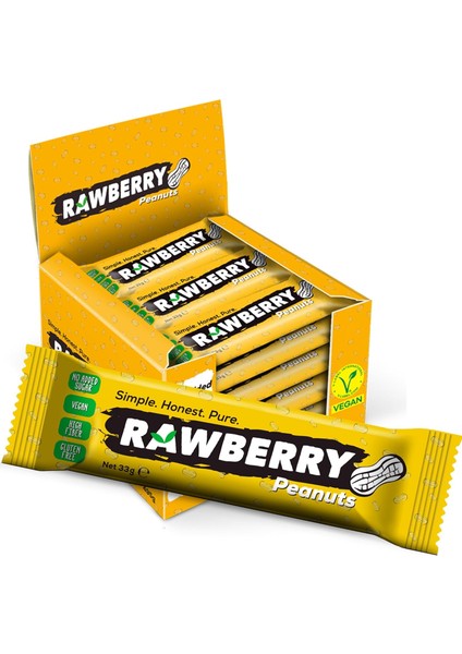 Rawberry Yer Fıstıklı Şeker Ilavesiz Vegan Glutensiz Kuruyemiş Bar (Kutuda 15 Adet)