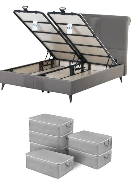 6 Adet Büyük Boy Yatak Baza Altı Çok Amaçlı Hurç 64 x 45 x 22 cm modelleri