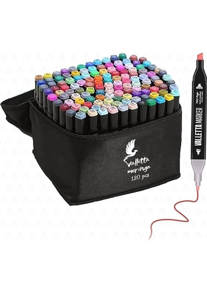 Moringa 120'LI Çift Taraflı Art Marker Keçeli Kalem Seti Çantalı