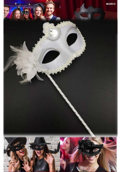 Tutmalı Beyaz Maske – Işıltılı Yüzey, Standart Ölçü | Doğum Günü ve Düğün Fotoğrafları Için fırsatları
