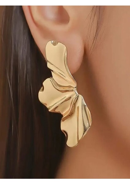 14K Altın Kaplama Çiçekli Küpe