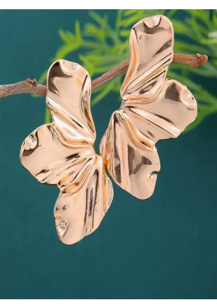 14K Altın Kaplama Çiçekli Küpe