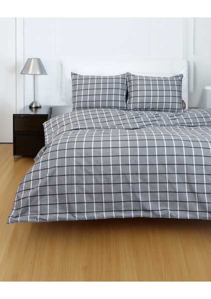 Kare Desenli Çift Kişilik Nevresim Seti 200X220 cm (Çarşafsız)