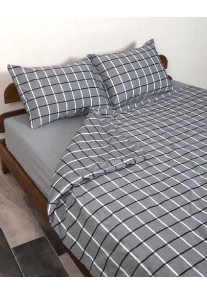 Kare Desenli Çift Kişilik Nevresim Seti 200X220 cm (Çarşafsız) fiyatları