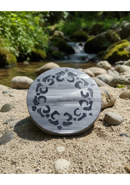 El Yapımı Gri Tonlarda Modern Yuvarlak Mini Tablo - Leopar/desenli Stencil Tekniği Duvar Dekoru/sunumluk modelleri