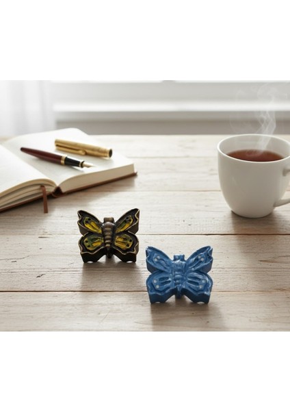 El Yapımı Rölyef Kelebek Duvar Dekoru Seti (2'li) - Akrilik Boyalı Retro/modern Dekorasyon Objeleri fırsatları