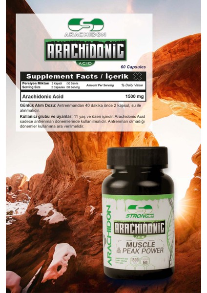 Arachidonic Acid, Pre-workout, Güç 1500 Mg 60 Kapsül fiyatları