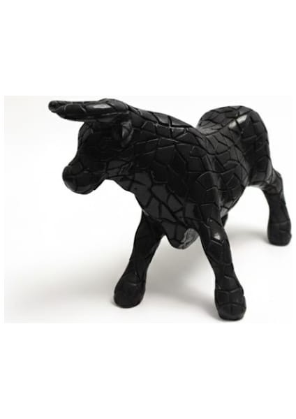 Boğa Heykeli, Siyah Mozaik Desenli, Dekoratif El Yapımı Sanatsal Figür, Modern Ev ve Ofis Aksesuarı