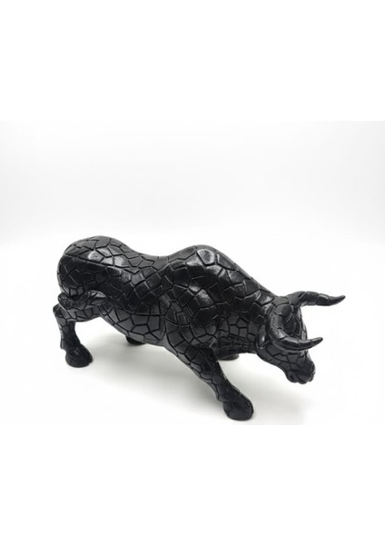 Boğa Heykeli, Siyah Mozaik Desenli, Dekoratif El Yapımı Sanatsal Figür, Modern Ev ve Ofis Aksesuarı fiyatları