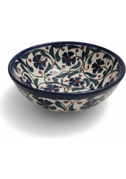 2 Adet El Yapımı Seramik Çini Kase, Lacivert ve Beyaz Çiçekli Dekoratif Çini, Geleneksel Türk Tasarımı, Servis ve Dekor Için fiyatları