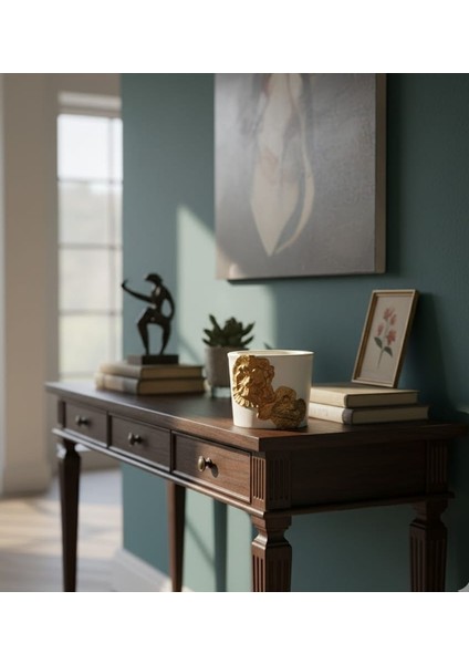 El Yapımı Rölyef Dokulu Seramik Vazo -Akrilik Boyalı Modern Salon Dekoru