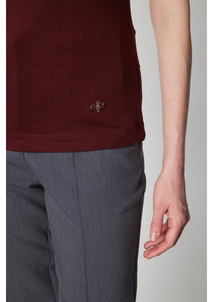 Kadın Dik Yaka Kolsuz Basic Bluz 61432 Bordo modelleri