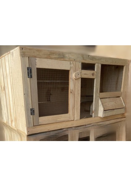 Karayiğit Ahşap Kuş Kafesi – Doğal Ahşap, Yemlikli, Tek Kapılı , Kanatlı Hayvan