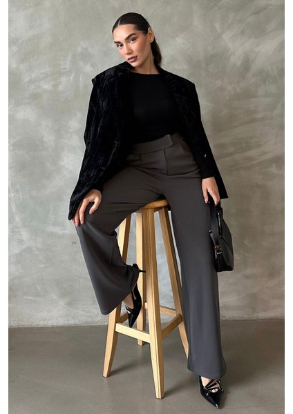 Antrasit Likralı Cırt Kapamalı Palazzo Pantolon MG2291 fiyatları