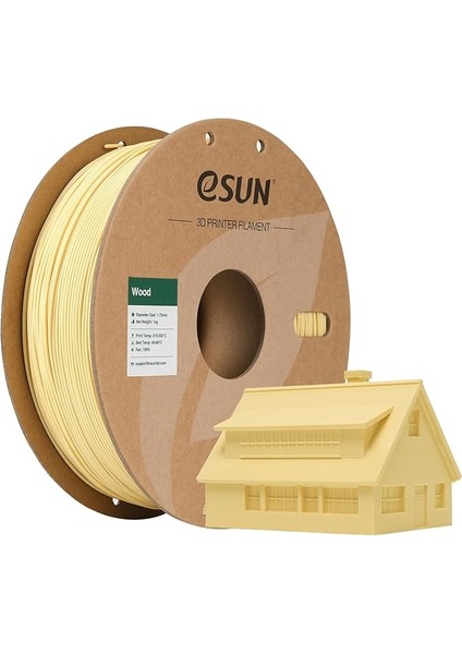 Ahşap Pla Filament, 3D Yazıcı Için 1.75MM, Boyutsal Doğruluk +/- 0.05MM, 1kg Makara (2.2 Lbs) 3D Baskı Malzemeleri (Ahşap Rengi)