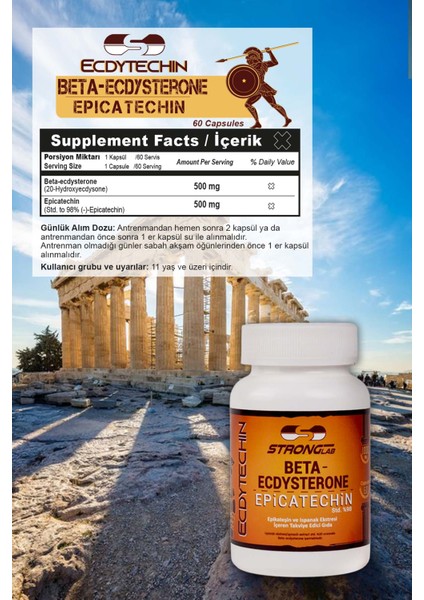 Ecdytechin, Beta-ecdysterone, Epicatechin, Protein Sentezi, Kas Onarımı Kas Geliştirici 60 Kapsül fiyatları