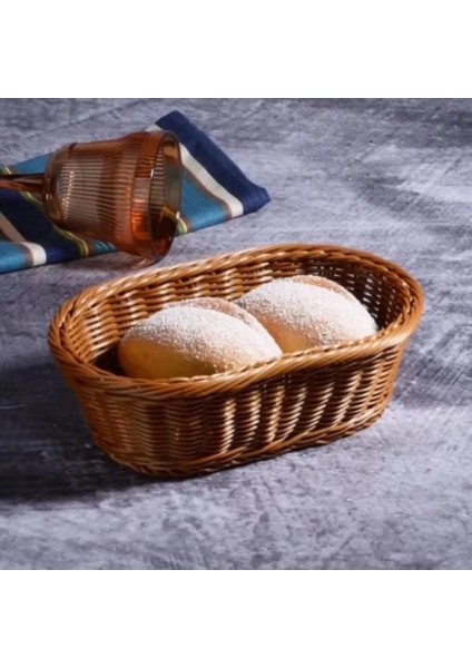 SPT265 Hasır Örgülü Plastik Oval Ekmek Sepeti