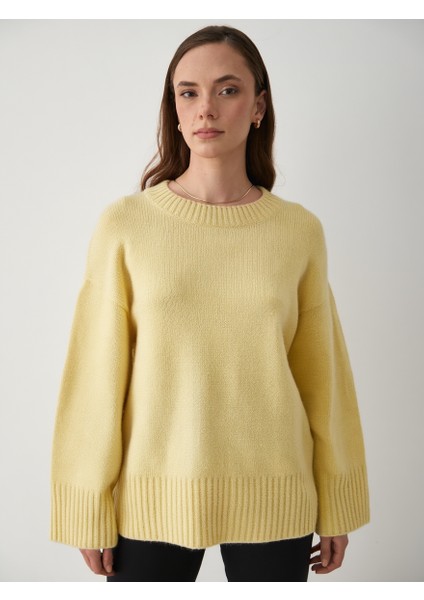 Sarı Bisiklet Yaka Basic Kazak - 2217