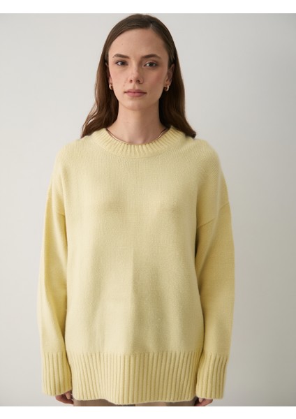 Sarı Bisiklet Yaka Basic Kazak - 2217 modelleri