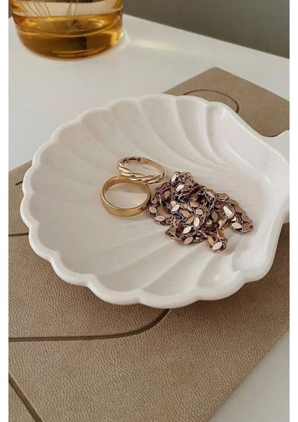 Deniz Kabuğu Mini Aksesuar Tabağı Dekoratif Beton