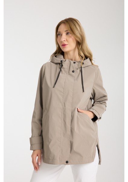 Kadın Rahat Kesim Kapüşonlu Trençkot