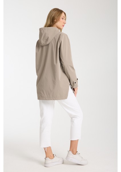 Kadın Rahat Kesim Kapüşonlu Trençkot