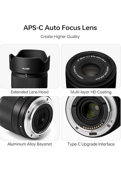 Af 35MM F1.7 Air E Lens Sony E Mount Için, F/1.7 Büyük Diyafram Aps-C Otomatik Odaklama Prime Lens Sony E-Mount Aynasız Kameralar ile Uyumlu ZV-E10 Iı EV10 A6700 A6600 A6400 A7C Ii A7RV A7III indirimleri