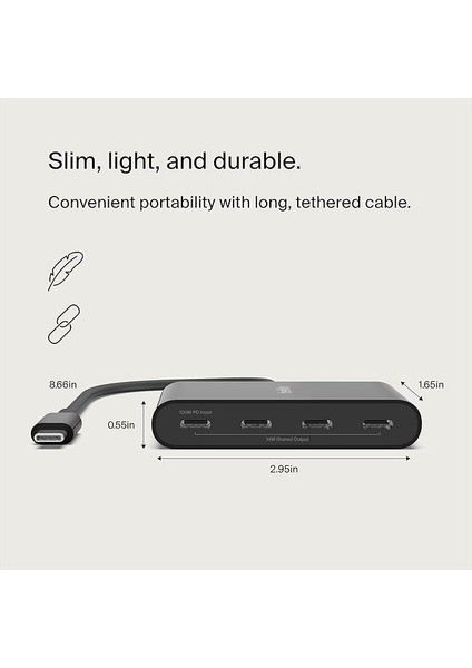 Connect Usb-C™ To 4-Port Usb-C Hub, Multiport Adaptör 4 Usb-C 3.2 Gen2 Ports & 100W Pd , Max 10GBPS Yüksek Hızlı Data Transferi (Macbook, Ipad, Chromebook, Pc Için Uyumlu) fırsatları