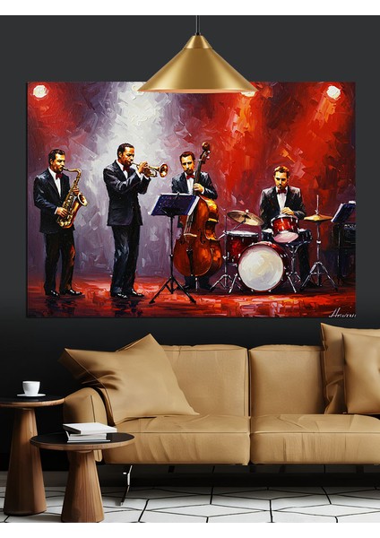 Caz Müzisyenleri Orkestra Sahne Dekoratif Kanvas - Mdf Ahşap Tablo modelleri