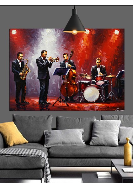 Caz Müzisyenleri Orkestra Sahne Dekoratif Kanvas - Mdf Ahşap Tablo fırsatları