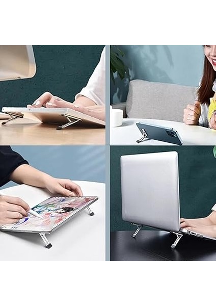Cep Telefonu ve Dizüstü Bilgisayar Standı | Katlanabilir Ince Metal Braket | Taşınabilir, Ergonomik Laptop ve Telefon Standı | Masaüstü Çok Amaçlı Destek 1 Adet Ayak modelleri