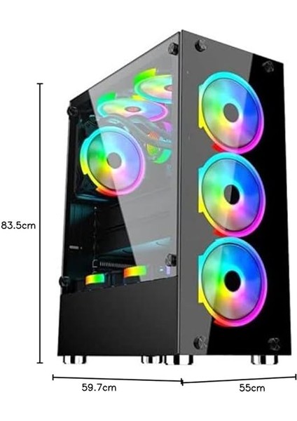 GF-8307 Glass 6X120MM Rainbow Fanlı Oyuncu Kasası indirimleri