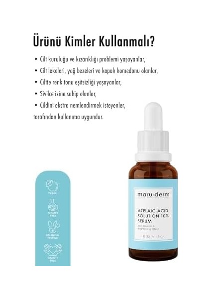 Maruderm Azelaik Asit Aydınlatıcı Cilt Serumu 30 ml