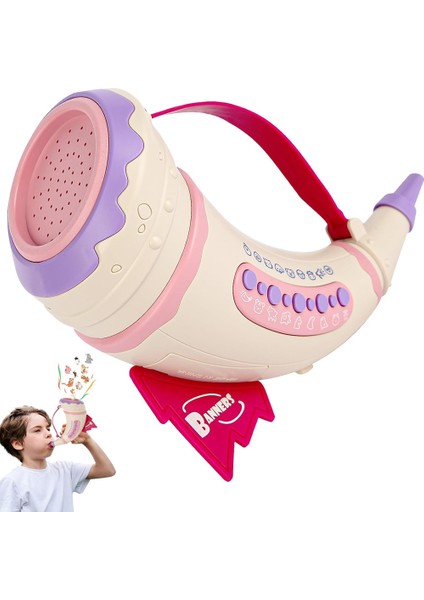 Işıklı Pilli 30 Farklı Hayvan Sesi Çıkaran Oyuncak Müzik Aleti Eğitici Oyuncak Pembe