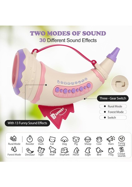 Işıklı Pilli 30 Farklı Hayvan Sesi Çıkaran Oyuncak Müzik Aleti Eğitici Oyuncak Pembe fiyatları