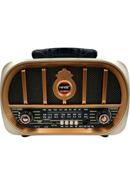 Nostaljik Ahşap Radyo, Tws Desteği, 18650 Li-Pil, Kahverengi, Şık Tasarım