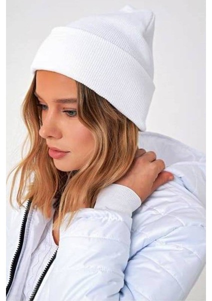 Klasik Spor Katlamalı Yünlü Triko Düz Bere