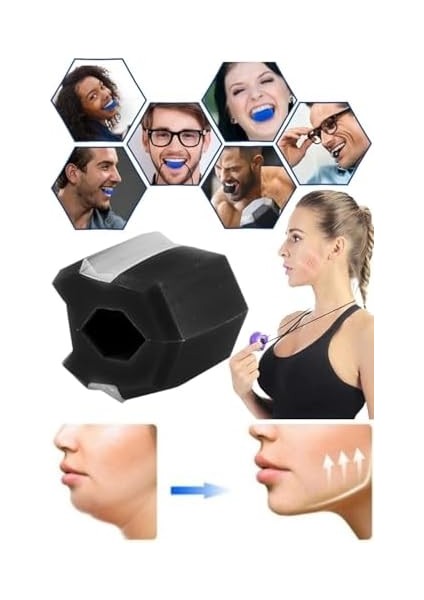 Çene Hattı Çizgi Kası Geliştirici Karizma Çene Fitness Silikon Jel Siyah Yüz Tonlama Kas Pro
