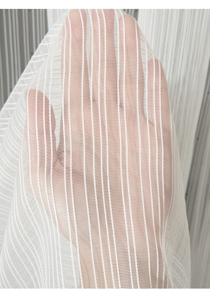 Modern Çizgili Tül Perde • Pilesiz • Ekstrafor Büzgülü • Ütü Gerektirmez • Binlerce Evin Tercihi